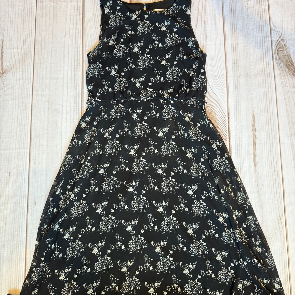 Floral Black and White Dress